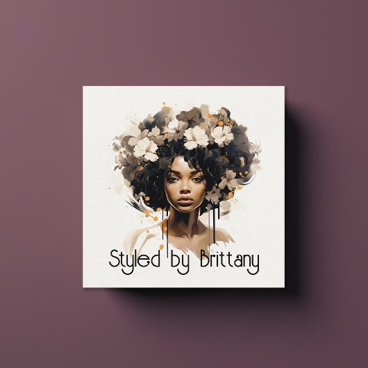 Schöner Schwarzer Frauenhaus Makeup Stylist Quadratische Visitenkarte