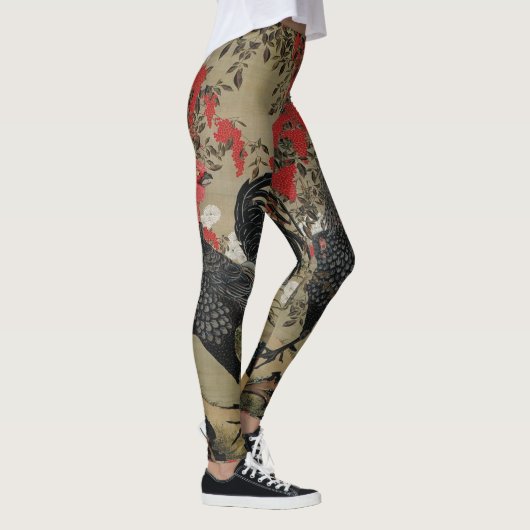 Schöner schwarzer Hahn Leggings (Rechts)