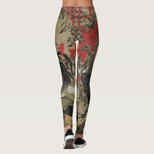 Schöner schwarzer Hahn Leggings (Rückseite)