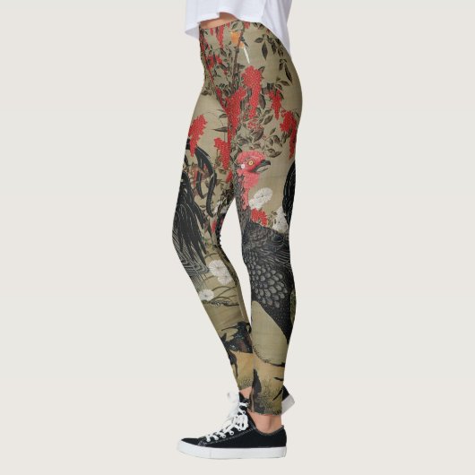 Schöner schwarzer Hahn Leggings (Links)