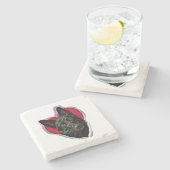 Schöner Schwarzer Hirte PopArt Steinuntersetzer (Seitenansicht)