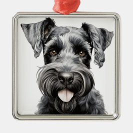 SCHÖNER SCHWARZER KERRY BLAUE TERRIER HUND ORNAMENT AUS METALL