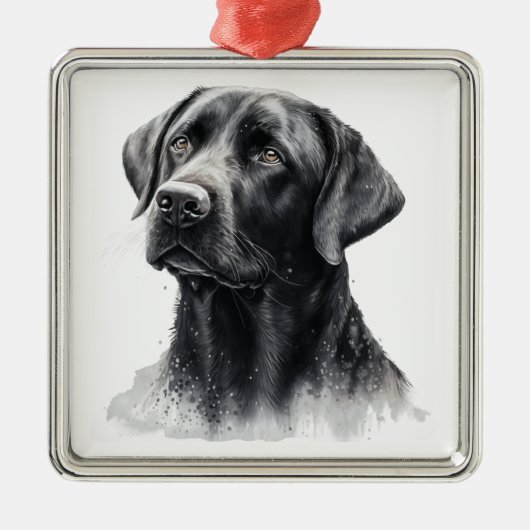 SCHÖNER SCHWARZER LABRADOR RETRIEVER HUND ORNAMENT AUS METALL (Vorne)