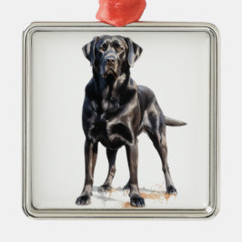 SCHÖNER SCHWARZER LABRADOR RETRIEVER HUND ORNAMENT AUS METALL