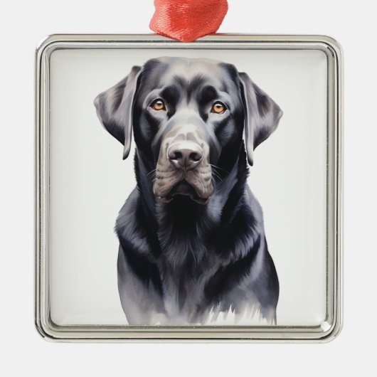 SCHÖNER SCHWARZER LABRADOR RETRIEVER HUND ORNAMENT AUS METALL (Vorne)