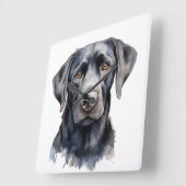 SCHÖNER SCHWARZER LABRADOR RETRIEVER HUND QUADRATISCHE WANDUHR (Winkel)
