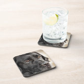 Schöner schwarzer Labrador retriever-Hundeentwurf Untersetzer (Rechte Seite)