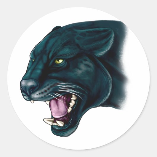 Schöner Schwarzer Panther Runder Aufkleber (Vorderseite)