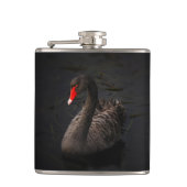 Schöner Schwarzer Schwan mit hellrotem Schnabel Flachmann (Vorderseite)