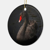 Schöner Schwarzer Schwan mit hellrotem Schnabel Keramikornament (Links)