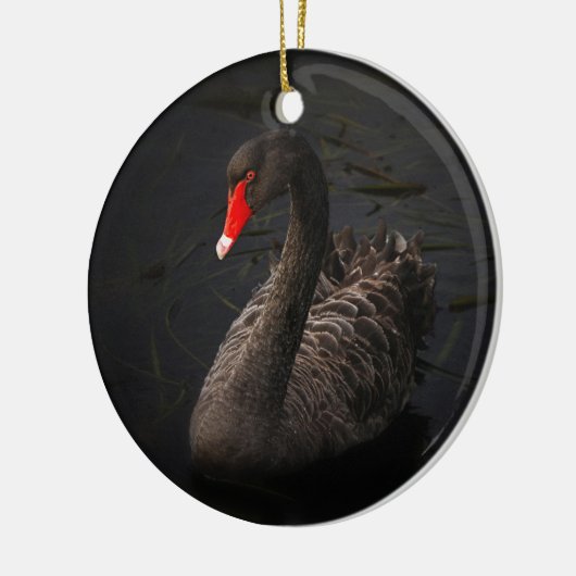 Schöner Schwarzer Schwan mit hellrotem Schnabel Keramikornament (Links)