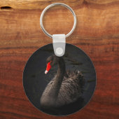 Schöner Schwarzer Schwan mit hellrotem Schnabel Schlüsselanhänger (Vorderseite)