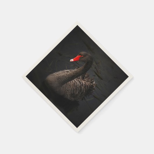 Schöner Schwarzer Schwan mit hellrotem Schnabel Serviette (Ecke)