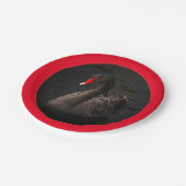 Schöner Schwarzer Schwan mit hellroter Grenze Pappteller (Schrägansicht)