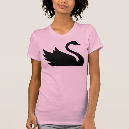 Schöner schwarzer Schwan-Vogel-Druck T-Shirt (Vorderseite)