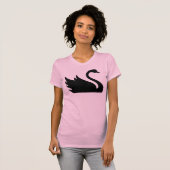 Schöner schwarzer Schwan-Vogel-Druck T-Shirt (Vorne ganz)