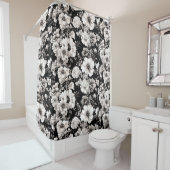 Schöner schwarzer und leichter Sepiaton floral Duschvorhang (Beispiel)