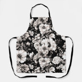 Schöner schwarzer und leichter Sepiaton floral Schürze (Vorderseite)