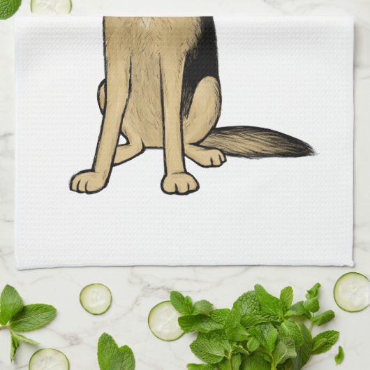 Schöner Schwarzer und Tan German Shepherd Dog Geschirrtuch (Gefaltet)