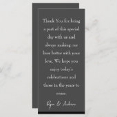 Schöner schwarzer und weißer Tisch Danke Karte (Vorne/Hinten)