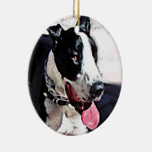 Schöner Schwarzweiss-Hund Keramikornament (Rechts)