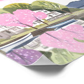 Schöner See am Haus mit Vollmond-Rosa Poster (Ecke)