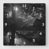 Schöner See im Mondlicht Quadratische Wanduhr (Vorderseite)