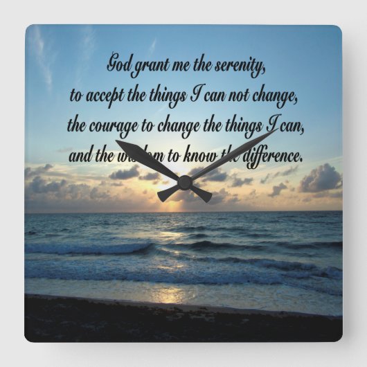 SCHÖNER SERENITY PRAYER OCEE FOTO QUADRATISCHE WANDUHR (Vorderseite)