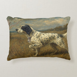Schöner Setter mit Fasanen, Kunst Dekokissen
