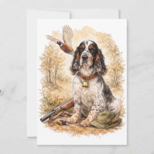 Schöner Setter mit Fasanen, Kunst Einladung (Vorderseite)