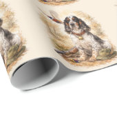 Schöner Setter mit Fasanen , Kunst Geschenkpapier (Rolleneckpunkt)