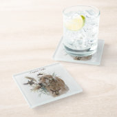 Schöner Setter mit Fasanen, Kunst Glasuntersetzer (Schrägansicht)