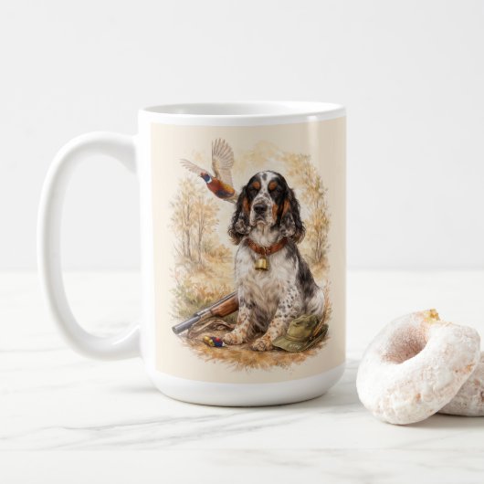 Schöner Setter mit Fasanen, Kunst Kaffeetasse (Mit Donut)