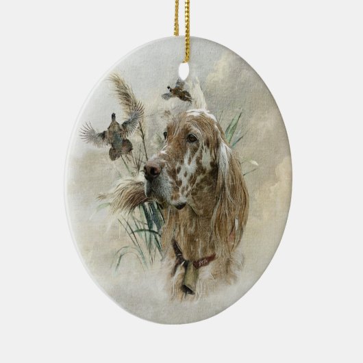 Schöner Setter mit Fasanen, Kunst Keramik Ornament (Rechts)