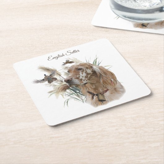 Schöner Setter mit Fasanen, Kunst Rechteckiger Pappuntersetzer (angewinkelt)