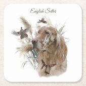 Schöner Setter mit Fasanen, Kunst Rechteckiger Pappuntersetzer (Vorderseite)
