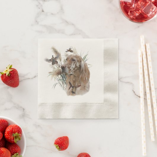 Schöner Setter mit Fasanen, Kunst Serviette (Beispiel)