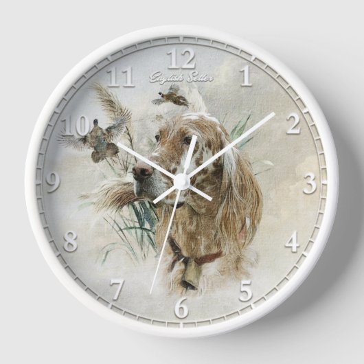 Schöner Setter mit Fasanen, Kunst Uhr (Vorderseite)