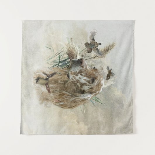 Schöner Setter mit Fasanen, Kunst Wandteppich (Vorderseite (Horizontal))