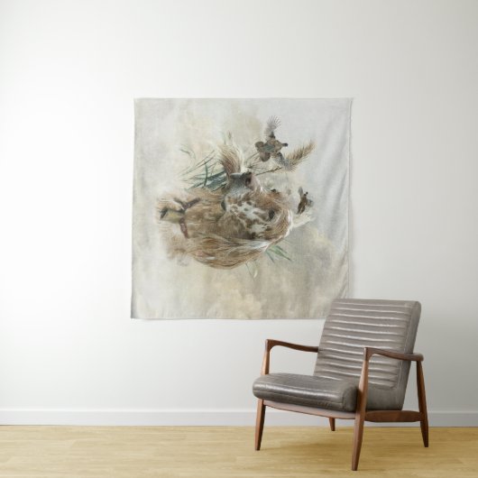 Schöner Setter mit Fasanen, Kunst Wandteppich (Beispiel (Horizontal))