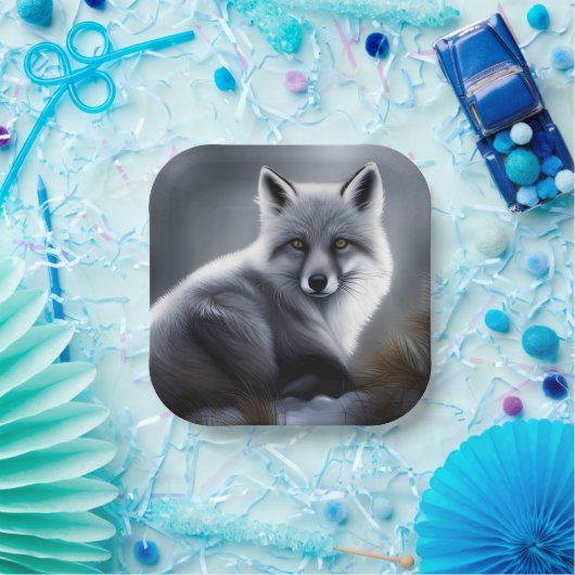 Schöner Silberfuchs Pappteller (Party)