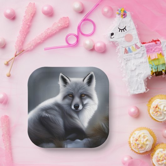 Schöner Silberfuchs Pappteller (Party)