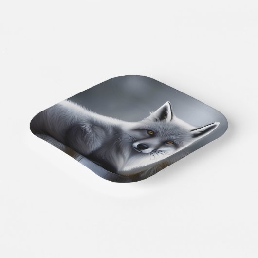 Schöner Silberfuchs Pappteller (Gewinkelt)