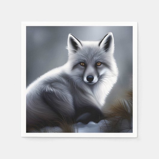 Schöner Silberfuchs Serviette (Vorderseite)