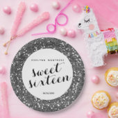 Schöner silberner Glitzer-Bonbon 16 Pappteller (Party)