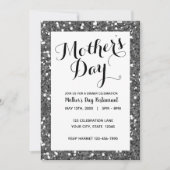 Schöner Silberner Glitzer Muttertag Einladung (Vorderseite)