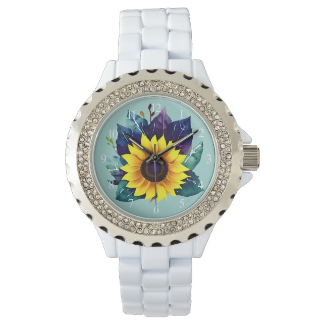 Schöner Single Open Sunflower Armbanduhr (Vorderseite)