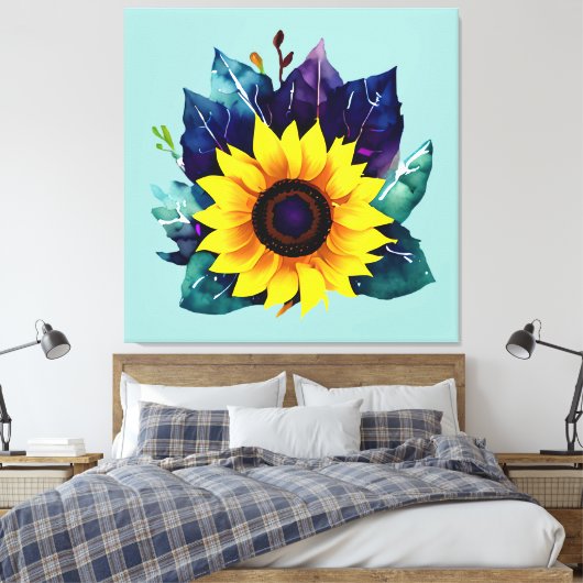 Schöner Single Open Sunflower Leinwanddruck (Insitu (Schlafzimmer))