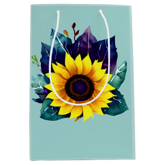Schöner Single Open Sunflower Mittlere Geschenktüte (Vorderseite)