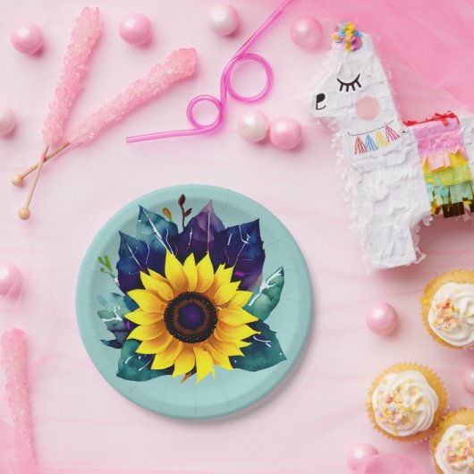Schöner Single Open Sunflower Pappteller (Party)